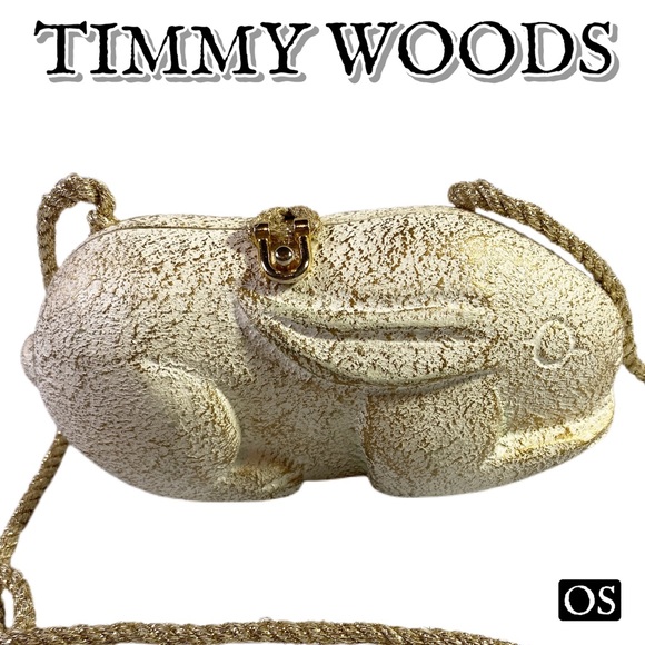 Timmy Woods Vintage Wooden Rabbit Clutch Bag